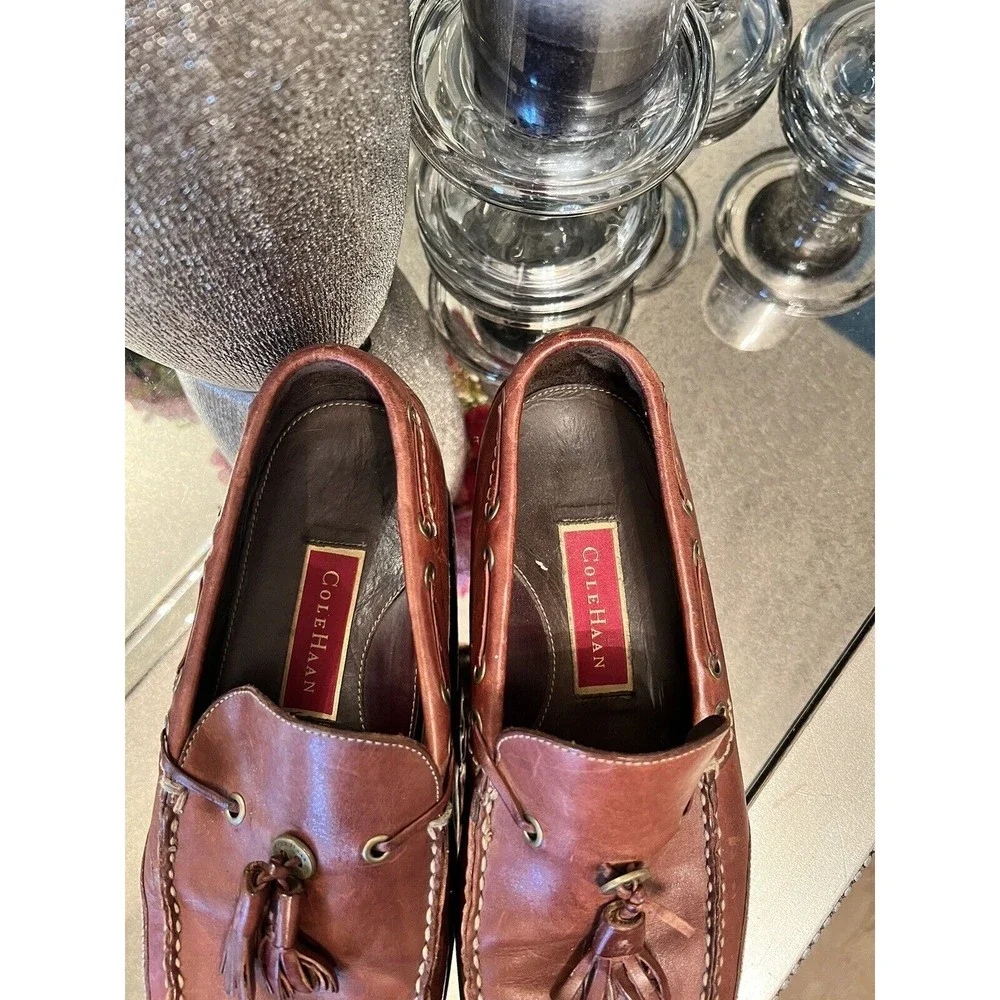 Men’s Cole Haan Genuine Leather Tassel‎ Loafer Shoes Size 8M Brown Oxford